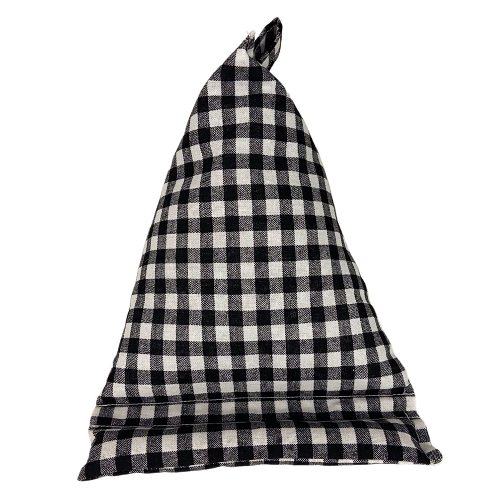 Cell Phone Holder Pillow Stand Black White Gingham Print Pattern Fabric Handmade